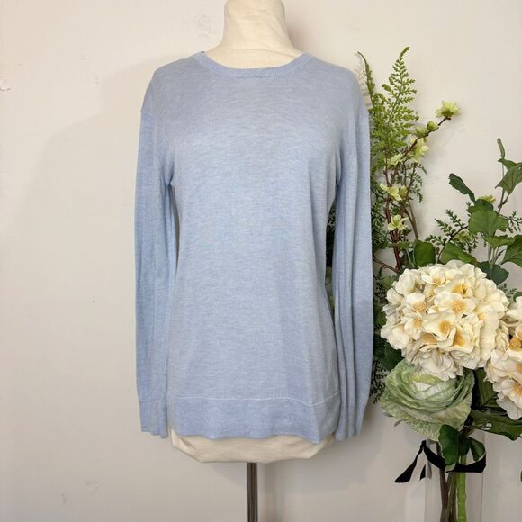 MAGASCHONI | blue tissue weight knit top | large | cashmere blend - Picture 1 of 9